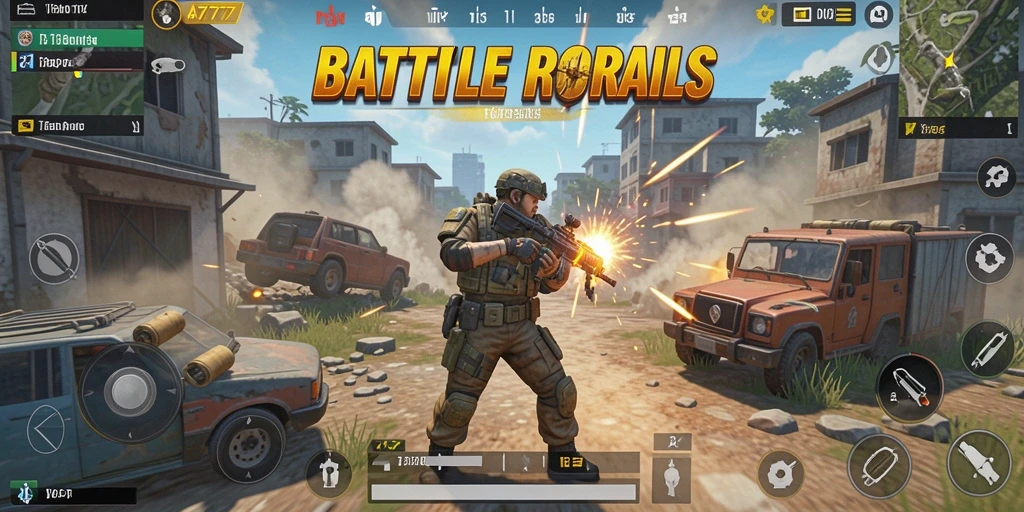 Gameplay A7777 yang mendebarkan dengan aksi seru di arena Battle Royale.