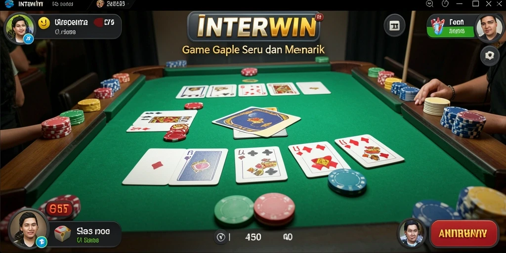 Screenshot INTERWIN menampilkan gameplay Gaple yang menarik dan seru.