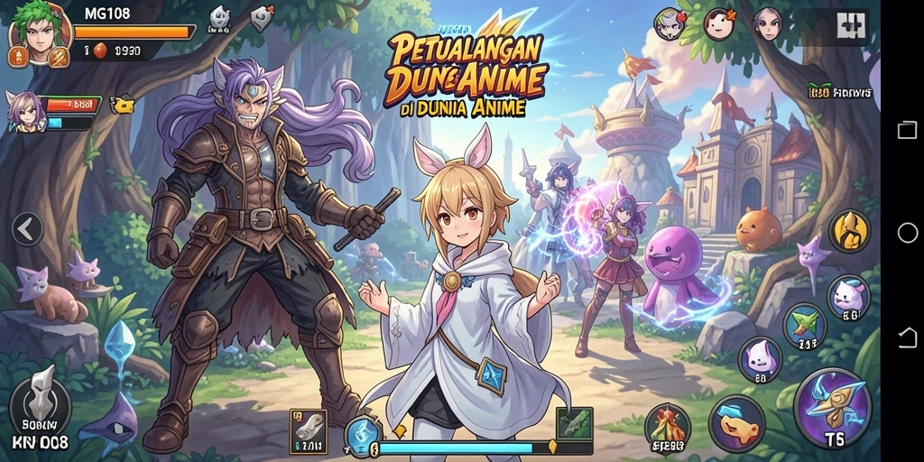 Screenshot MG108 menampilkan aksi pertempuran seru di dunia anime.