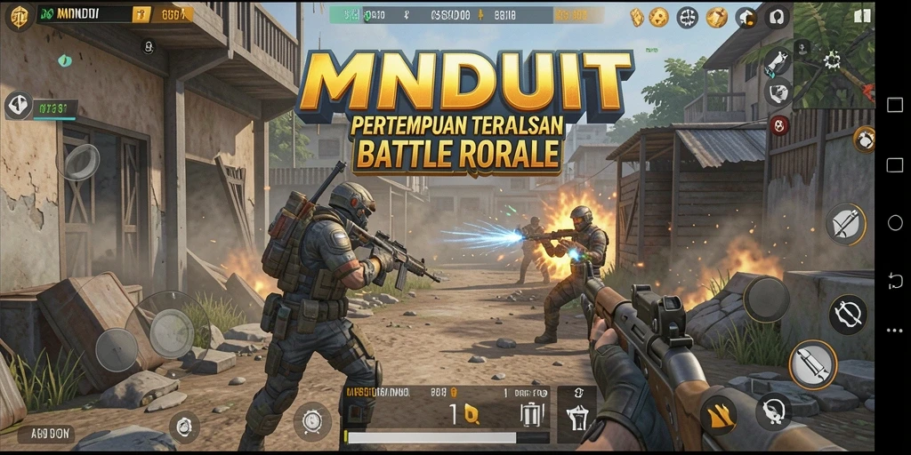 Tampilan gameplay menakjubkan dari MNDUIT dengan aksi Battle Royale.