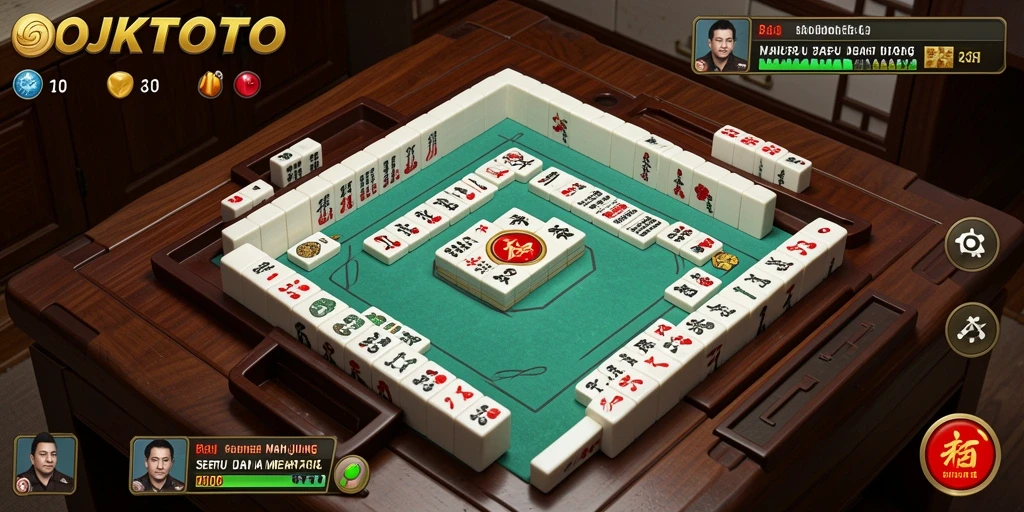 Tampilan screenshot gameplay OJKTOTO yang mendebarkan dengan papan Mahjong.