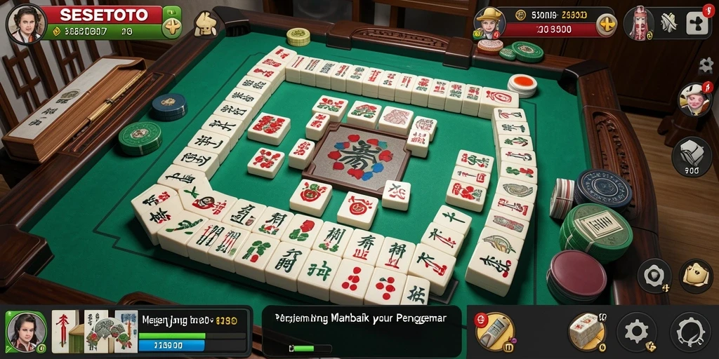 Screenshot gameplay SESETOTO dengan desain ubin Mahjong yang cantik.